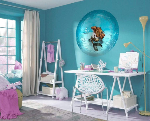 Komar Ariel Dreaming Self Adhesive Wall Mural 128x128cm Round Ambiance | Yourdecoration.com