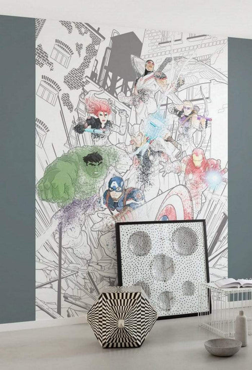 Komar Avengers Attack Non Woven Wall Mural 200x280cm 4 Panels Ambiance | Yourdecoration.com