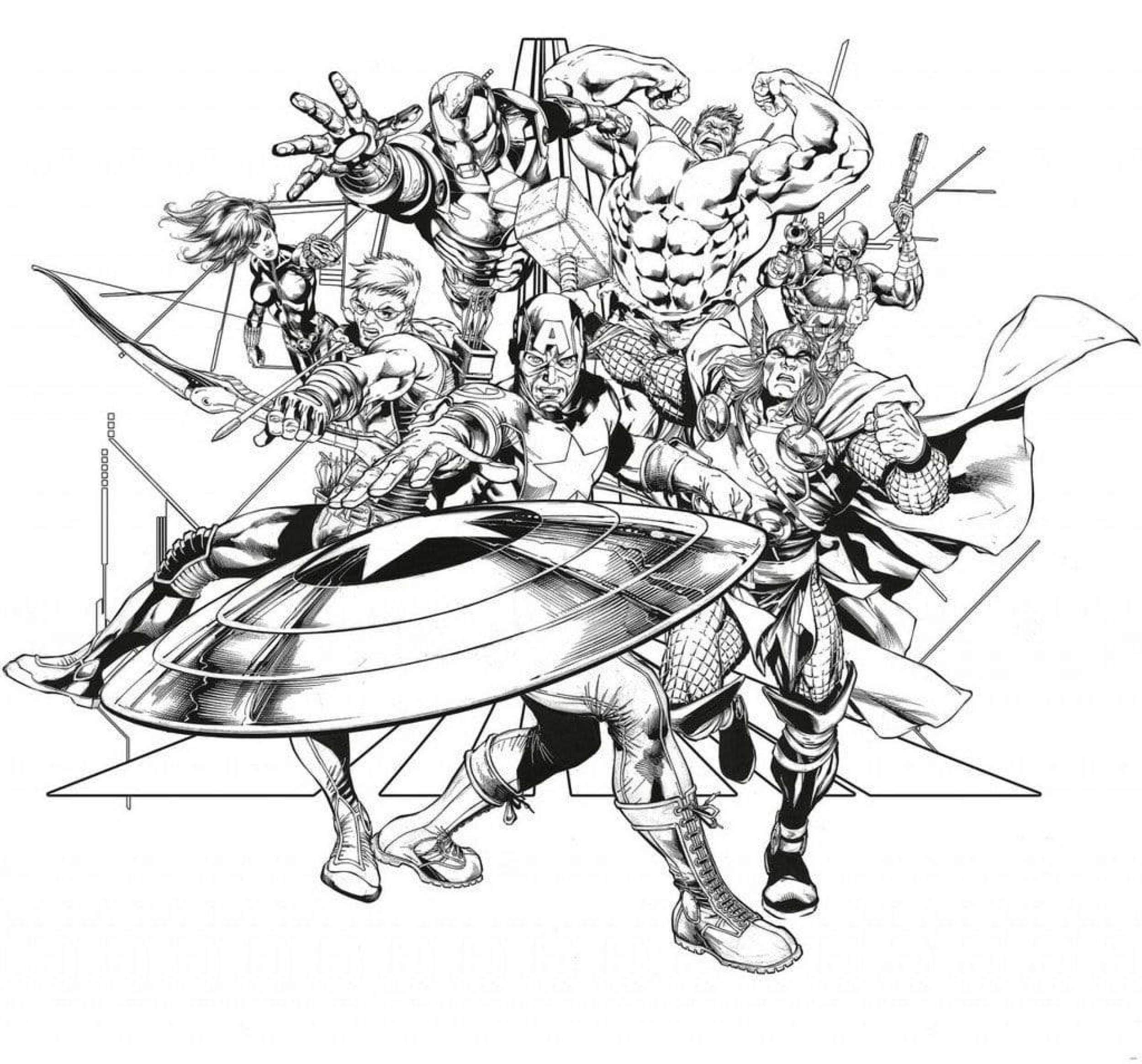 Komar Avengers Black and White Non Woven Wall Mural 300x280cm 6 Panels | Yourdecoration.com