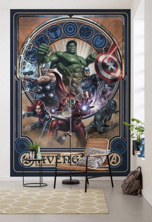 Komar Avengers Ornament Non Woven Wall Mural 200x280cm 4 Panels Ambiance | Yourdecoration.com