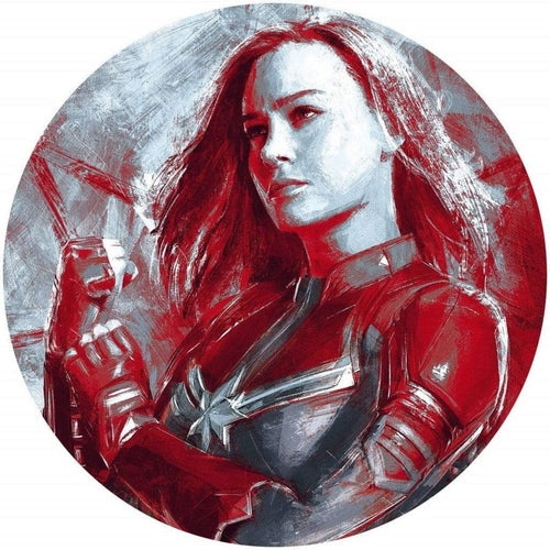 Komar Avengers Painting Captain Marvel Self Adhesive Wall Mural 125x125cm Round | Yourdecoration.com