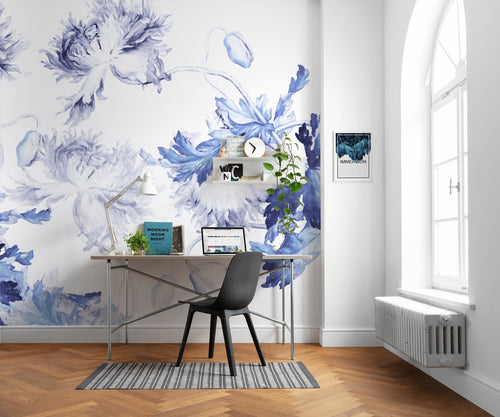 Komar Blue Silhouettes Non Woven Wall Mural 350X250cm 7 Panels Ambiance | Yourdecoration.com
