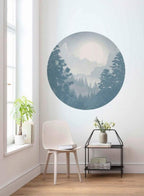 Komar Blue Valley Wall Mural 125x125cm Round Ambiance | Yourdecoration.com