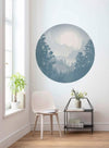 Komar Blue Valley Wall Mural 125x125cm Round Ambiance | Yourdecoration.com