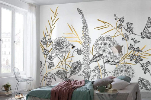 Komar Bumble Bee Non Woven Wall Mural 400x280cm 8 Panels Ambiance | Yourdecoration.com