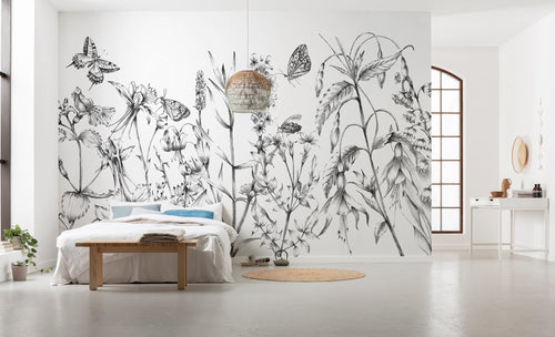 Komar Butterfly Field Non Woven Wall Mural 400X250cm 8 Panels Ambiance | Yourdecoration.com