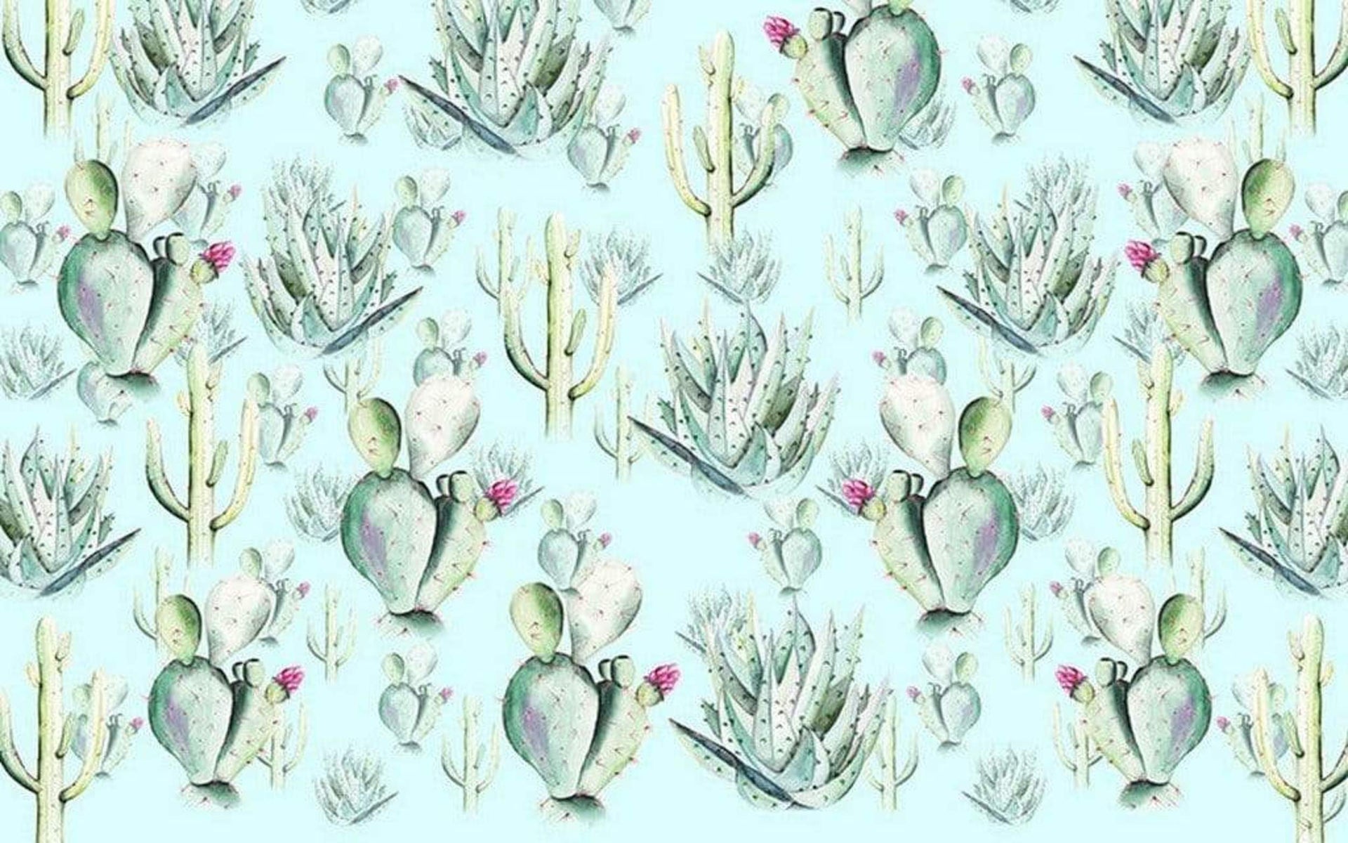 Komar Cactus Blue Non Woven Wall Mural 400x250cm 4 Panels | Yourdecoration.com