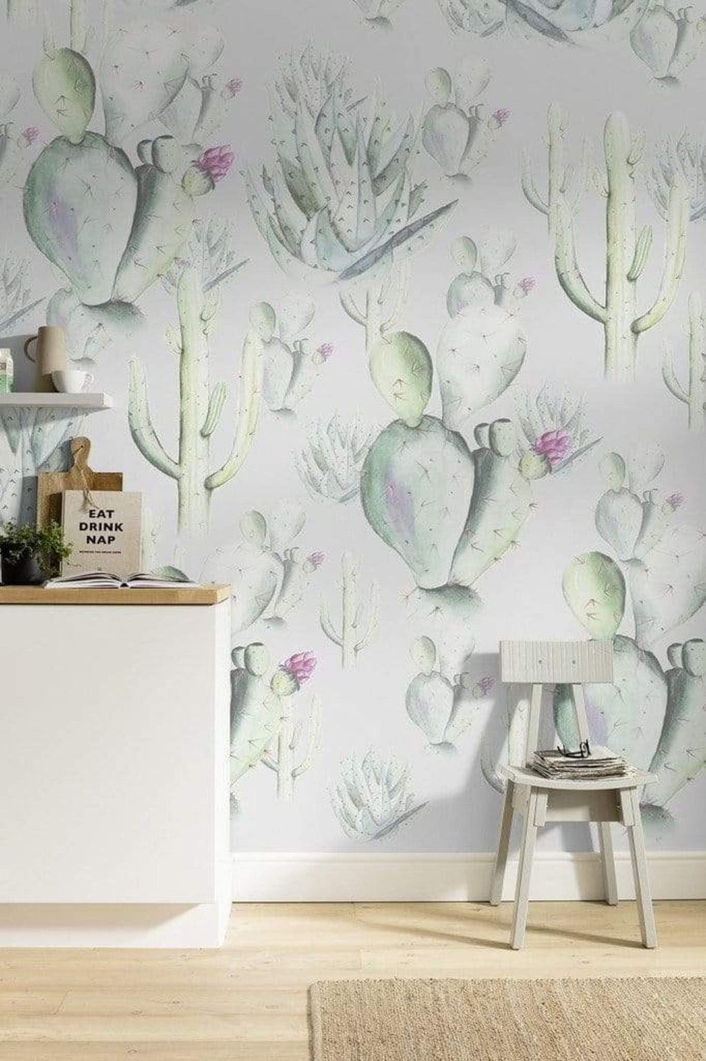 Komar Cactus Grey Non Woven Wall Mural 200x250cm 2 Panels Ambiance | Yourdecoration.com