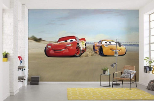 Komar Cars Beach Race Wall Mural 368x254cm 8 Parts Ambiance | Yourdecoration.com