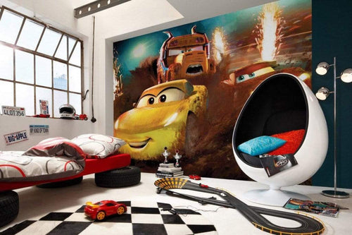 Komar Cars Dirt Track Non Woven Wall Mural 350x250cm 7 Panels Ambiance | Yourdecoration.com