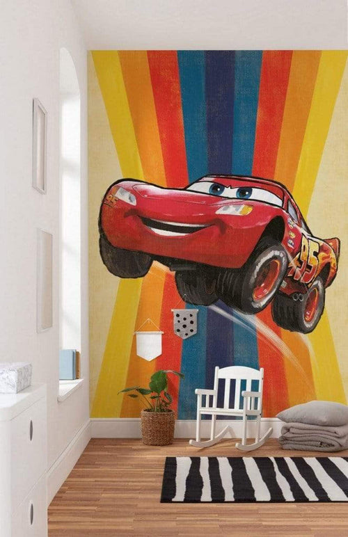 Komar Cars Jump Non Woven Wall Mural 200x280cm 4 Panels Ambiance | Yourdecoration.com