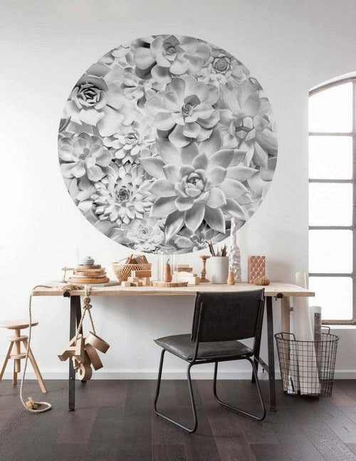 Komar Echeveria Wall Mural 125x125cm Round Ambiance | Yourdecoration.com