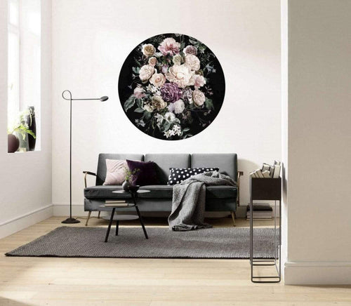 Komar Enchanted Flowers Wall Mural 125x125cm Round Ambiance | Yourdecoration.com