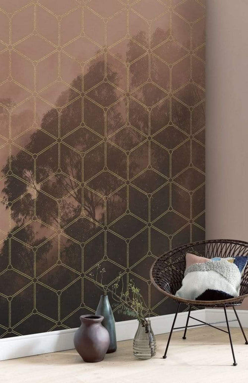 Komar Golden Grid Non Woven Wall Mural 200x250cm 2 Panels Ambiance | Yourdecoration.com