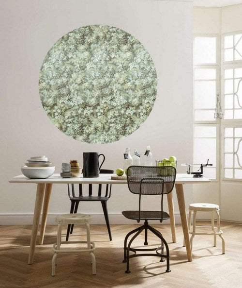 Komar Greenery Wall Mural 125x125cm Round Ambiance | Yourdecoration.com