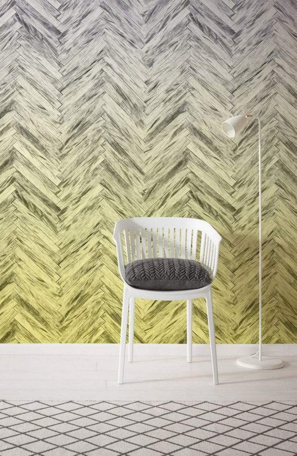 Komar Herringbone Yellow Non Woven Wall Mural 400x250cm 4 Panels Ambiance | Yourdecoration.com