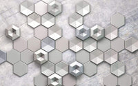 Komar Hexagon Concrete Non Woven Wall Mural 400x250cm 4 Panels | Yourdecoration.com