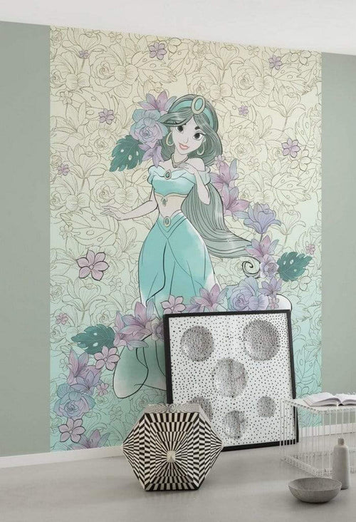 Komar Jasmin Pale Flowers Non Woven Wall Mural 200x280cm 4 Panels Ambiance | Yourdecoration.com
