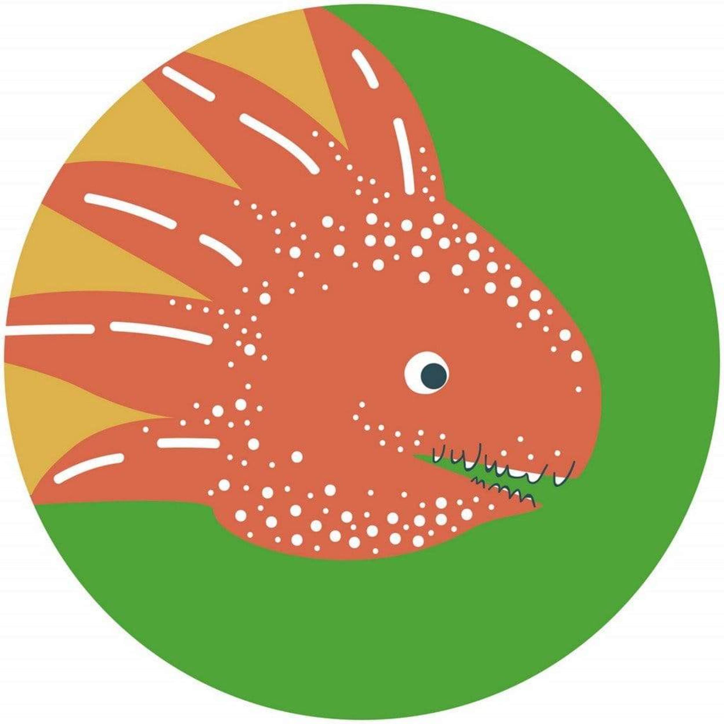 Komar Little Dino Proto Self Adhesive Wall Mural 128x128cm Round | Yourdecoration.com