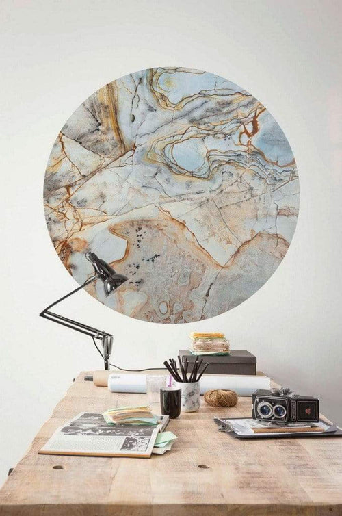 Komar Marble Sphere Wall Mural 125x125cm Round Ambiance | Yourdecoration.com