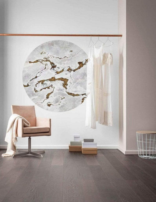 Komar Marble Vibe Wall Mural 125x125cm Round Ambiance | Yourdecoration.com