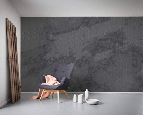 Komar Maya Tweed Black White Non Woven Wall Mural 400x250cm 4 Panels Ambiance | Yourdecoration.com