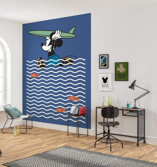 Komar Mickey gone Surfing Non Woven Wall Mural 200x280cm 4 Panels Ambiance | Yourdecoration.com