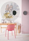 Komar Minnie Line Art Self Adhesive Wall Mural 125x125cm Round Ambiance | Yourdecoration.com