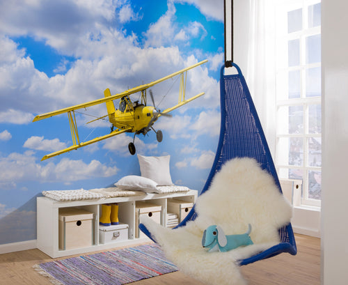 Komar Biplane Non Woven Wall Mural 400x250cm 8 Panels Ambiance | Yourdecoration.com