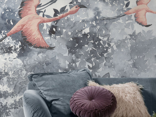 Komar Non Woven Wall Mural Inx8 053 Flamingos In The Sky Detail | Yourdecoration.com