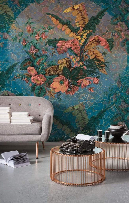 Komar Orient Bleu Non Woven Wall Mural 200x270cm 4 Panels Ambiance | Yourdecoration.com