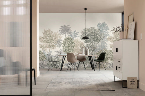 Komar Painted Palms Non Woven Wall Murals 300x250cm 3 panels Ambiance | Yourdecoration.com