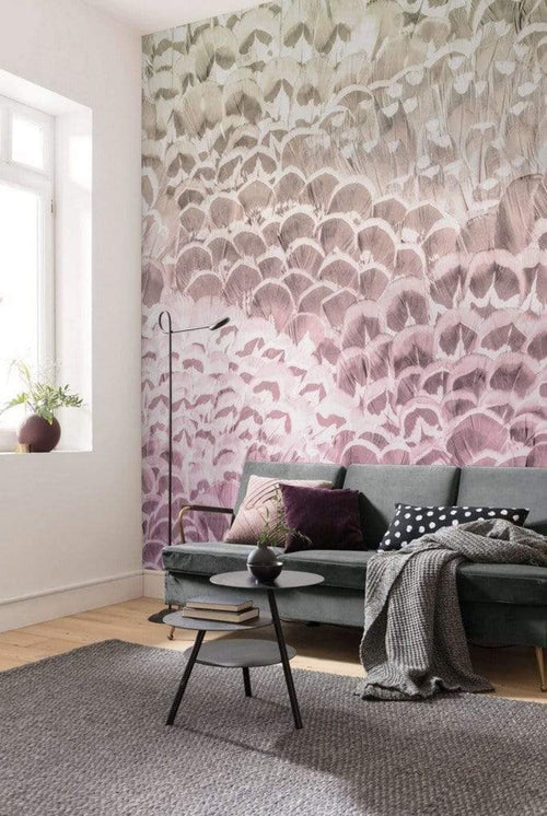 Komar Pale Feathers Non Woven Wall Mural 200x250cm 2 Panels Ambiance | Yourdecoration.com