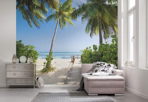 Komar Palmy Beach Non Woven Wall Mural 300x250cm 3 Panels Ambiance | Yourdecoration.com