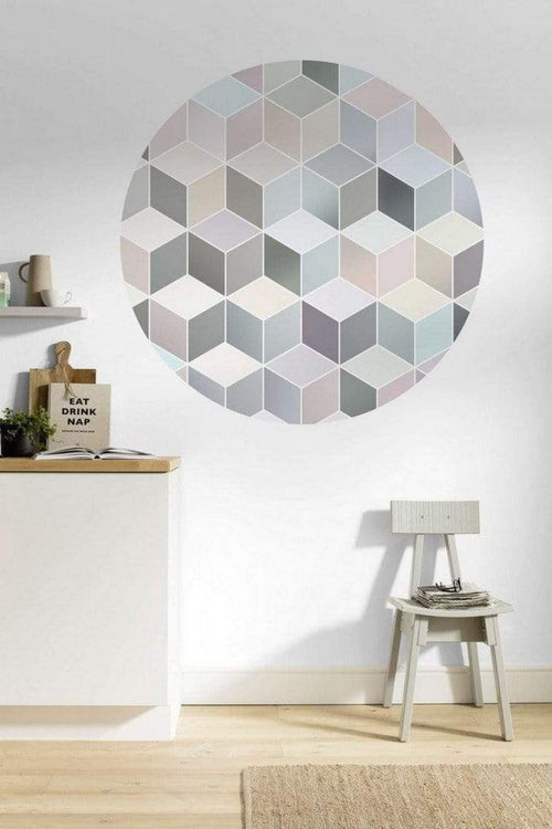 Komar Pastel Deluxe Wall Mural 125x125cm Round Ambiance | Yourdecoration.com