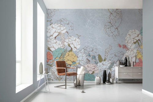 Komar Planting Peonies Non Woven Wall Murals 400x250cm 4 panels Ambiance | Yourdecoration.com