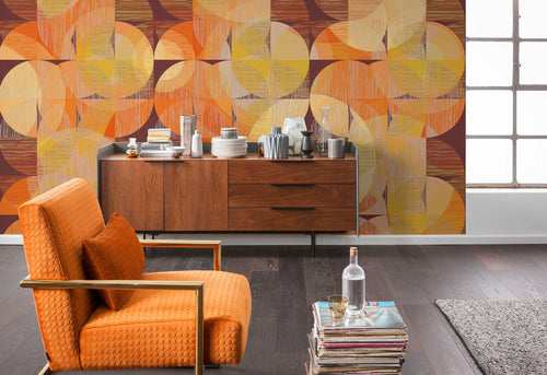 Komar Seventies Swing Non Woven Wall Murals 300x250cm 3 panels Ambiance | Yourdecoration.com
