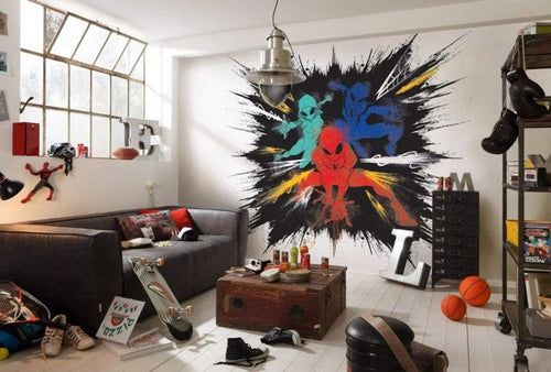 Komar Spider Man Color Explosion Non Woven Wall Mural 300x280cm 6 Panels Ambiance | Yourdecoration.com
