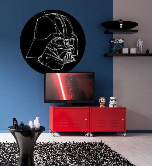 Komar Star Wars Ink Vader Self Adhesive Wall Mural 128x128cm Round Ambiance | Yourdecoration.com