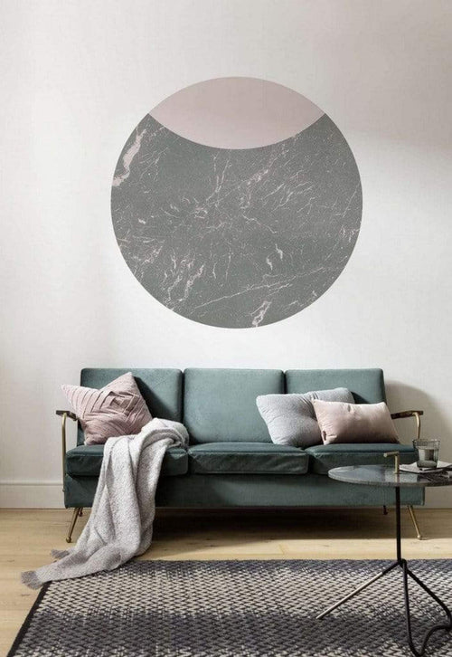 Komar Stripe Marmor Wall Mural 125x125cm Round Ambiance | Yourdecoration.com