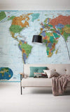 Komar The World Blue Frame Non Woven Wall Mural 200x130cm 4 Panels Ambiance | Yourdecoration.com