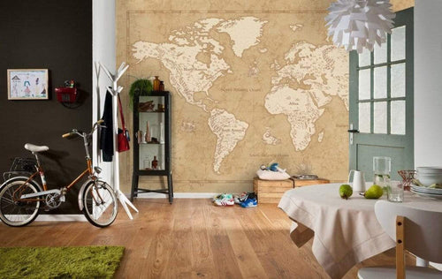 Komar Vintage World Map Non Woven Wall Mural 500x280cm 10 Panels Ambiance | Yourdecoration.com