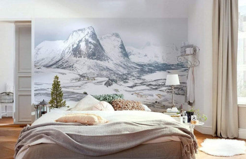 Komar White Enchanted Mountains Non Woven Wall Mural 400x280cm 8 Panels Ambiance | Yourdecoration.com