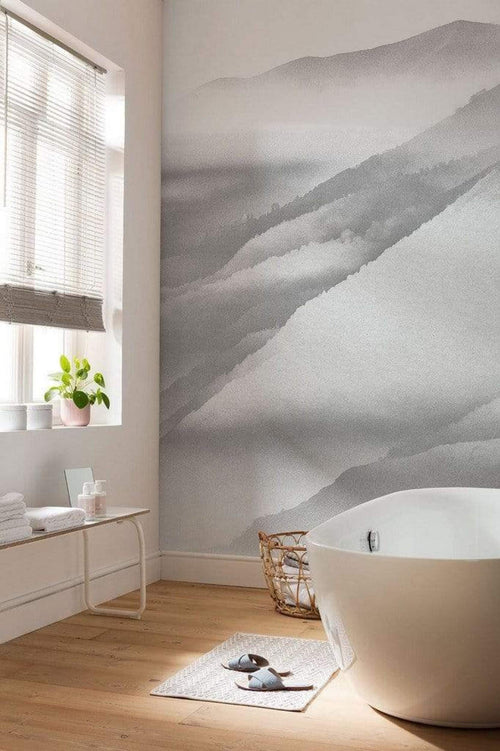 Komar White Noise Mountain Non Woven Wall Mural 200x280cm 2 Panels Ambiance | Yourdecoration.com