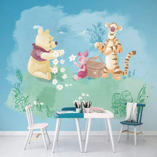 Komar Winnie Pooh Picnic Non Woven Wall Mural 300x280cm 6 Panels Ambiance | Yourdecoration.com