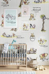 Komar Winnie Pooh Stripes Non Woven Wall Mural 200x280cm 4 Panels Ambiance | Yourdecoration.com