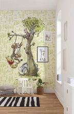 Komar Winnie Pooh in the wood Non Woven Wall Mural 200x280cm 4 Panels Ambiance | Yourdecoration.com
