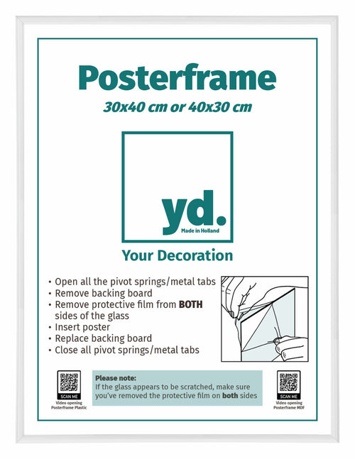 Poster Frame Plastic 30x40cm White High Gloss Front Size | Yourdecoration.com