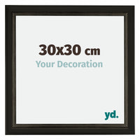 Sheffield Wooden Photo Frame 30x30cm Black Gold Swept Front Size | Yourdecoration.com