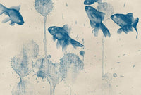 Wizard+Genius Blue Fish Non Woven Wall Mural 384x260cm 8 Panels | Yourdecoration.com